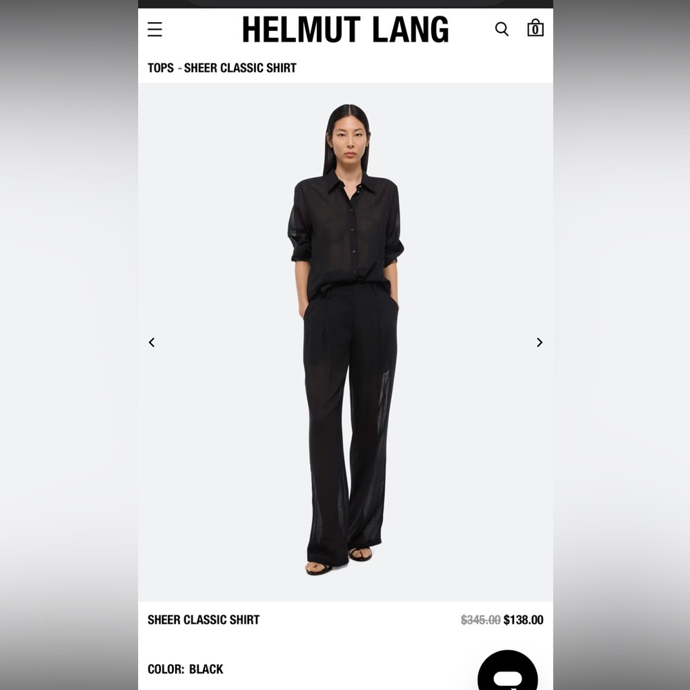 Helmut Lang Sheer classic long sleeve shirt.